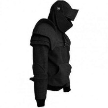 (Black, L) Sudadera con capucha para hombre, estilo medieval con cubrebocas, mezcla de algodón para otoño invierno y cosplay de Halloween