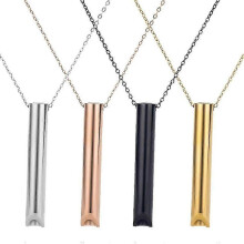 (Gold) Collana Respirazione Consapevole in Acciaio Inox, per Smettere di Fumare, Ridurre Ansia, Migliorare Sonno, Catena Regolabile