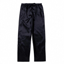 (Black, XL) Pantalon de pyjama homme en satin de soie, taille élastiquée avec cordon de serrage, long et ample, couleur unie, toutes saisons