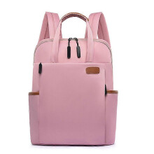 (Pink) Zaino per portatile in tessuto Oxford resistente all'acqua, con più scomparti, per uomo e donna, nero rosa beige khaki