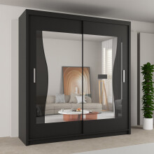 Stylish Sliding Doors Mirrored Wardrobes Black 150cm