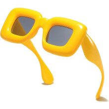 (Yellow) Gafas de sol infladas cuadradas, protección UV, materiales ligeros y resistentes, para playa y festivales de música al aire libre