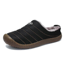 (Black, 39) Chaussons fermés en coton pour hommes et femmes, semelle caoutchouc antidérapante, semelle mémoire, chaud pour automne hiver