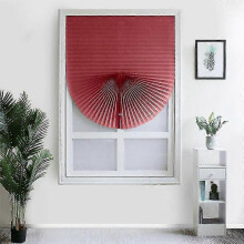 (Red, 60*150CM) Tende plissettate autoadesive, tessuto poliestere non tessuto, per finestre cucina bagno camper