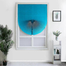 (Blue, 90*180CM) Tende plissettate autoadesive, tessuto poliestere non tessuto, per finestre cucina bagno camper