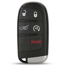 (For Dodge, 4BTN Plus 1 SUV) Autoschlüssel Hülle mit ungeschnittenem Rohling, kompatibel mit Jeep Chrysler Dodge Fiat, 2-5 Tasten