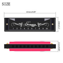 (Black) 10 Hole 20 Tone Harmonica, Key of C, ABS and Metal Construction, Black, Musical Instrument for Practice Performance, 10.4x2.8x2.1cm