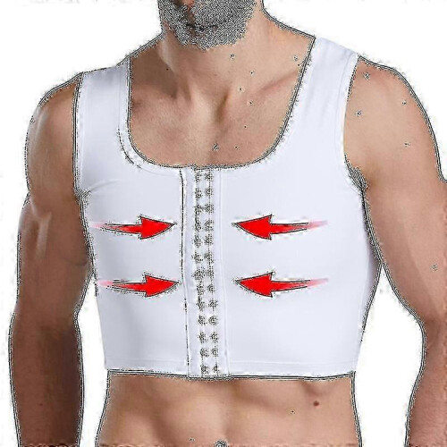 (Zip Black, M) Men's Gynecomastia Compression Vest for Posture Support & Stomach Control 1