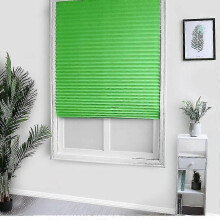 (Green, 60*150CM) Zelfklevende geplooide jaloezieën, non-woven polyester, uv-bescherming, voor raam balkon keuken badkamer