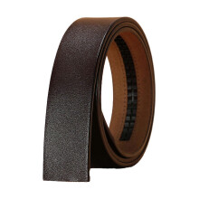 (Brown, 110cm) Herren riem, zonder automatische gesp, tweelaags rundleer, verbredde en verdikte riem, 3,5 cm breed, meerdere lengtematen beschikbaar