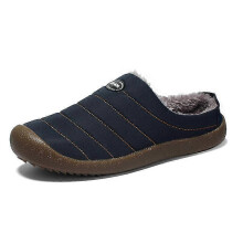 (DarkBlue, 46) Chaussons fermés en coton pour hommes et femmes, semelle caoutchouc antidérapante, semelle mémoire, chaud pour automne hiver
