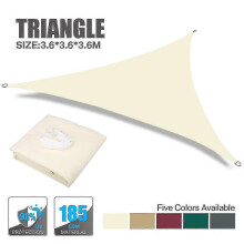 (White, 3.6*3.6*3.6m) Toldo Triangular para Jardim e Piscina em Tecido HDPE à Prova de Água e UV