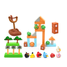 (Four Boxes Set, 33Pcs) 33Pcs Rage Birds Building Blocks Catapult Slingshot Angry Red Chuck Bomb Cute Bad Piggies Toy