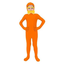 (150cm) 3-delig oranje open bodysuitkostuum met nep-snor en gele wenkbrauwen voor Wereldboekendag, carnaval en Halloween-cosplayfeesten