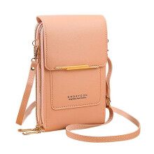 (Light Pink) Dames crossbody telefoontas met raakschermvenster en RFID-blokkering, PU leer, verstelbare band voor reizen