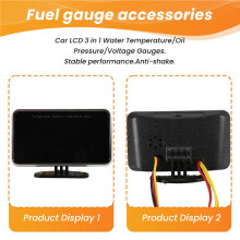 3 In1 LCD Car Digital Gauge Voltmeter/Oil Pressure/Water Temp 12-24V Universal