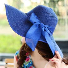 (Sapphire Blue) Chapeau de paille pliable pour femme, protection UV UPF 50+, large bord, pour plage et activités extérieures