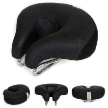 (Black) Coussin de selle de vélo sans nez, rembourrage épais et doux réduisant la friction et la pression pour les longs trajets à vélo