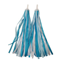 (Blue) Ensemble de 2 rubans décoratifs pour guidon de vélo, couleurs vives et pompons scintillants pour personnaliser le vélo des enfants