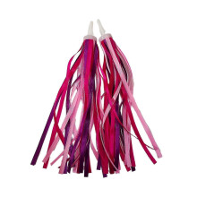 (Pink) Ensemble de 2 rubans décoratifs pour guidon de vélo, couleurs vives et pompons scintillants pour personnaliser le vélo des enfants