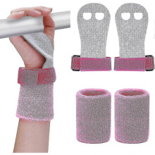 (Pink) Detské gymnastické náramky a sada úchopov, absorbujúce pot a priedušné, na tréning a cvičenie