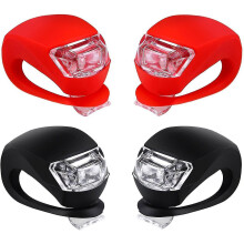 (black-red) Ensemble de 2 paires de lumières LED pour vélo, haute luminosité, étanches, pour une sécurité optimale lors des sorties nocturnes.