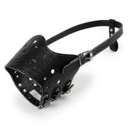 (Black, XS) Dog Muzzle Leather, Padded, All Seasons, Breathable Design, Solid Colour 1