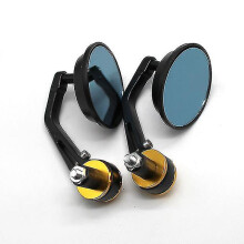 (Gold) Retro Round Handlebar Rearview Mirror Compatible with Vespa, CNC Aluminium Alloy for 22 mm Bars