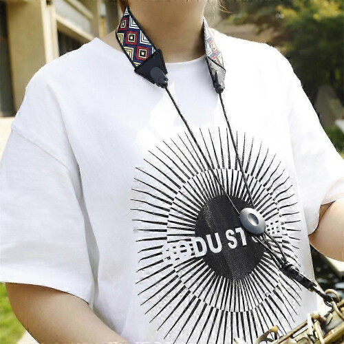 (Black) Saxophone Neck Strap with Rainbow Pattern, Stress-Relieving Padding & Durable Metal Buckle for Practice & Performance 1