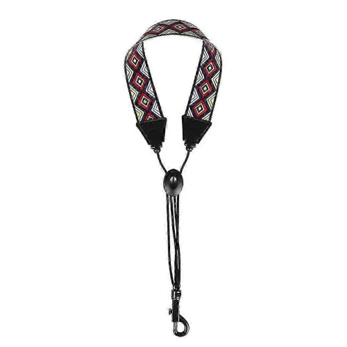 (Black) Saxophone Neck Strap with Rainbow Pattern, Stress-Relieving Padding & Durable Metal Buckle for Practice & Performance 2