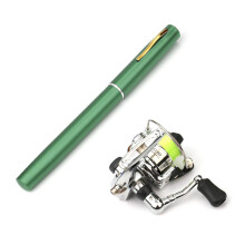 (Green, 1.4m) Canna da Pesca Telescopica con Mulinello 1M 1.4M 1.6M Portatile in Fibra Vetro 4.3:1 per Acqua Dolce e Salata
