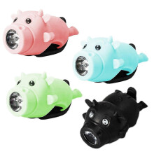 (pink) Lampe de vélo enfant rechargeable par USB avec klaxon et sonnette, 280 lumens, 3 modes