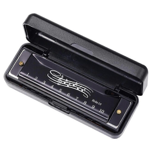 (Silver) 10 Hole 20 Tone Harmonica for Children Beginners with Numbered Notes, Metal ABS Construction