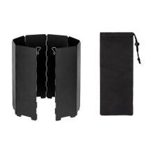 (Black) Pare-vent pliable en fer pour réchaud de camping, 66,3 x 24 cm, idéal pour le camping et la randonnée.