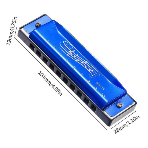 (Gold) 10 Hole 20 Tone Harmonica for Children Beginners with Numbered Notes, Metal ABS Construction 2