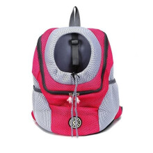 (Red, M) Mochila para perros disponible en tallas S/M/L con paneles de malla y base rígida extraíble para todas las estaciones.
