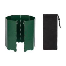 (Green) Pare-vent pliable en fer pour réchaud de camping, 66,3 x 24 cm, idéal pour le camping et la randonnée.