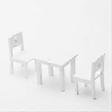 (White) Miniaturmöbelset, handpoliertes Holz, 3-teiliger Kindertisch und -stuhl für Bastelarbeiten und Modellbau