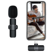(For iPhone) Plug and Play Wireless Clip-On Microphone, Real-Time Sync for Live Streaming, 6H Battery Life, Noise Cancelling Lavalier Mic