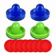 (Blue and Green) Airhockey-Schlägerset mit 4 Schlägern und 8 Pucks, kompatibel mit den meisten Standardtischen, Ersatz für abgenutzte Ausrüstung