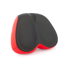 (Red) Selle de vélo confort compatible avec les vélos de route et de montagne, large, respirante avec rembourrage en silicone