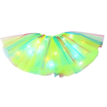 (green) LED svietiaca baletná sukňa pre vek 3 až 12 rokov, polyesterový tyl, na narodeninovú, vianočnú, halloweensku párty
