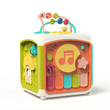 (B) Abacus Kralenlabyrint Vormsorteerder 7-in-1 Activiteitskubus, voor vroege educatie, voor baby's van 6+ maanden, 15x15x21cm ABS kunststof