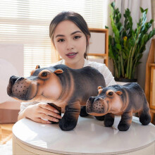 (40cm) Pelúcia Hipopótamo Realista 40cm Cinza, Brinquedo Educativo Macio para Crianças, Decoração para Quarto
