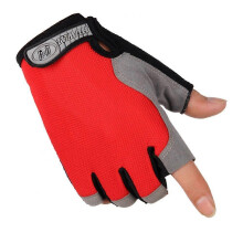 (Red, M) Halbfinger-Fahrradhandschuhe, atmungsaktives, rutschfestes Mesh-Gewebe, Unisex-Handschuhe für Fitnessstudio, Yoga, Gewichtheben und Klettern