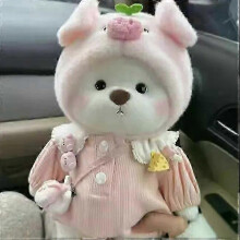 (pink grass pig, clo with bear) Urso de Pelúcia Artesanal 30cm, Boneco Macio para Abraçar, Vestido Intercambiável para Cosplay, Adultos e Crianças