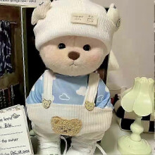 (baby blue, clo with bear) Urso de Pelúcia Artesanal 30cm, Boneco Macio para Abraçar, Vestido Intercambiável para Cosplay, Adultos e Crianças