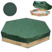 (140*110cm) Sechseckige Sandkastenabdeckung mit Kordelzug, wasserdichtes Ox-Gewebe zum Schutz von Spielzeug und Pool, Grün, 140 x 110 cm