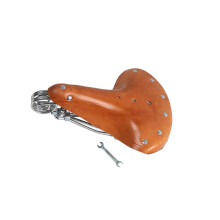 (Light Brown) Retro Bicycle PU Leather Saddle, 3 Carbon Steel Springs Comfortable Seat for Upright Riding, Black Dark Brown Light Brown Brown