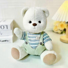 (blue green overall, not bear only clo) Urso de Pelúcia Artesanal 30cm com Vestido Intercambiável para Abraçar e Cosplay